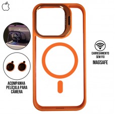 Capa iPhone 14 - Metal Stand Magsafe Orange